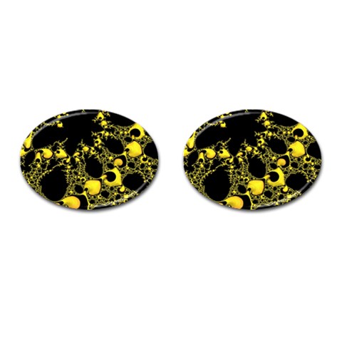 Special Fractal 04 Yellow Cufflinks (Oval) from ArtsNow.com Front(Pair)