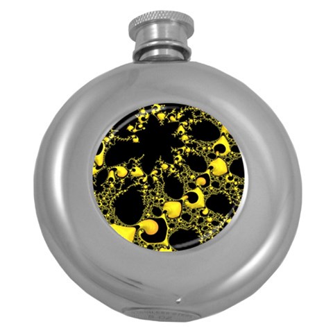 Special Fractal 04 Yellow Hip Flask (Round) from ArtsNow.com Front