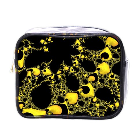 Special Fractal 04 Yellow Mini Travel Toiletry Bag (One Side) from ArtsNow.com Front