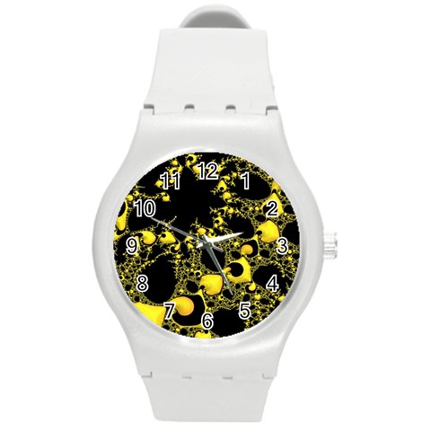 Special Fractal 04 Yellow Plastic Sport Watch (Medium) from ArtsNow.com Front