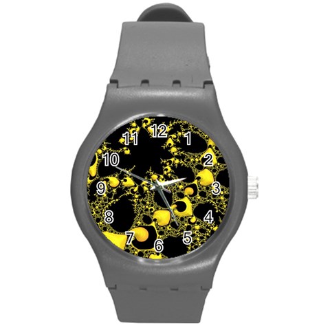 Special Fractal 04 Yellow Plastic Sport Watch (Medium) from ArtsNow.com Front