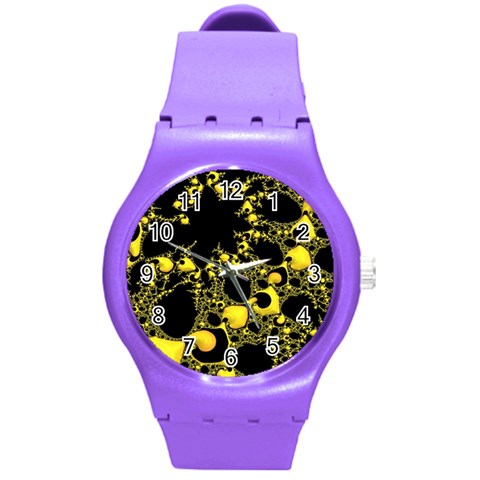 Special Fractal 04 Yellow Plastic Sport Watch (Medium) from ArtsNow.com Front