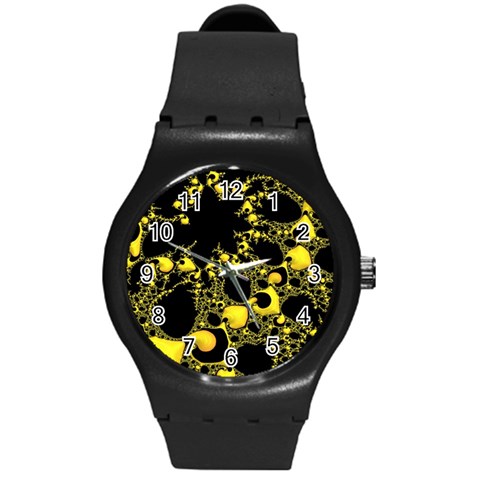 Special Fractal 04 Yellow Plastic Sport Watch (Medium) from ArtsNow.com Front