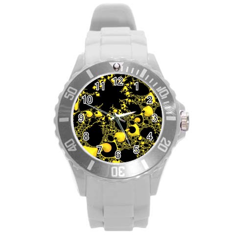 Special Fractal 04 Yellow Plastic Sport Watch (Large) from ArtsNow.com Front