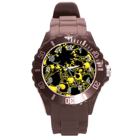 Special Fractal 04 Yellow Plastic Sport Watch (Large) from ArtsNow.com Front