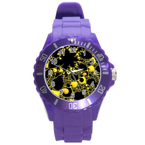 Special Fractal 04 Yellow Plastic Sport Watch (Large) from ArtsNow.com Front