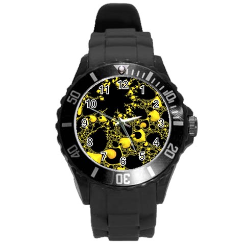 Special Fractal 04 Yellow Plastic Sport Watch (Large) from ArtsNow.com Front