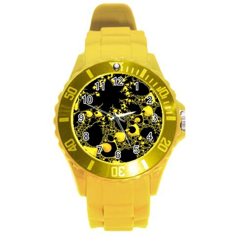 Special Fractal 04 Yellow Plastic Sport Watch (Large) from ArtsNow.com Front