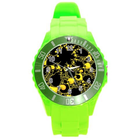 Special Fractal 04 Yellow Plastic Sport Watch (Large) from ArtsNow.com Front