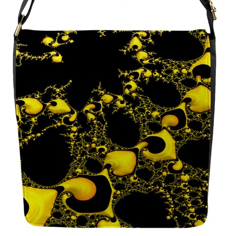 Special Fractal 04 Yellow Flap Closure Messenger Bag (Small) from ArtsNow.com Front