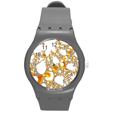 Special Fractal 04 Orange Plastic Sport Watch (Medium) from ArtsNow.com Front