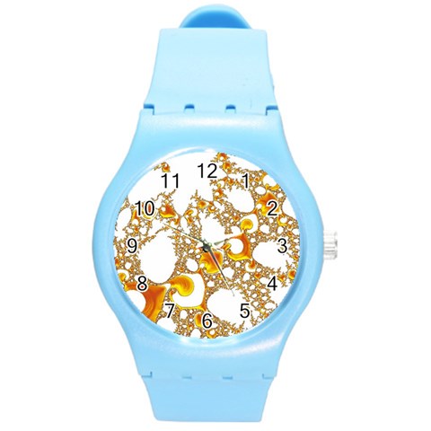 Special Fractal 04 Orange Plastic Sport Watch (Medium) from ArtsNow.com Front