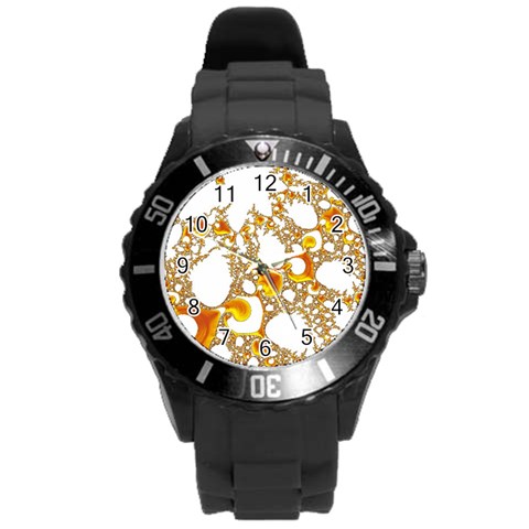 Special Fractal 04 Orange Plastic Sport Watch (Large) from ArtsNow.com Front