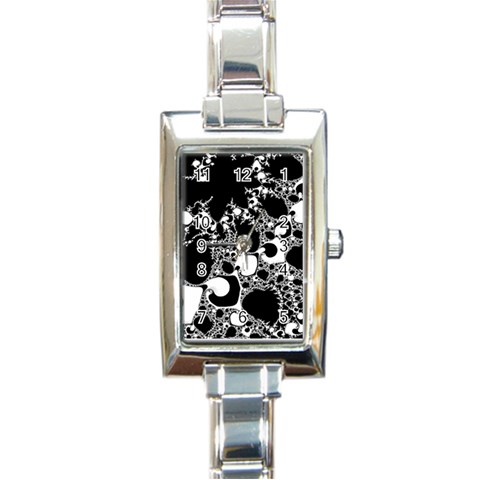 Special Fractal 04 B&w Rectangular Italian Charm Watch from ArtsNow.com Front