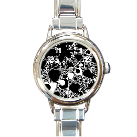 Special Fractal 04 B&w Round Italian Charm Watch from ArtsNow.com Front