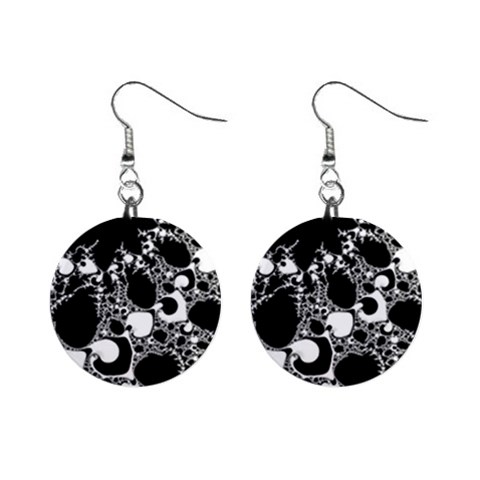 Special Fractal 04 B&w Mini Button Earrings from ArtsNow.com Front