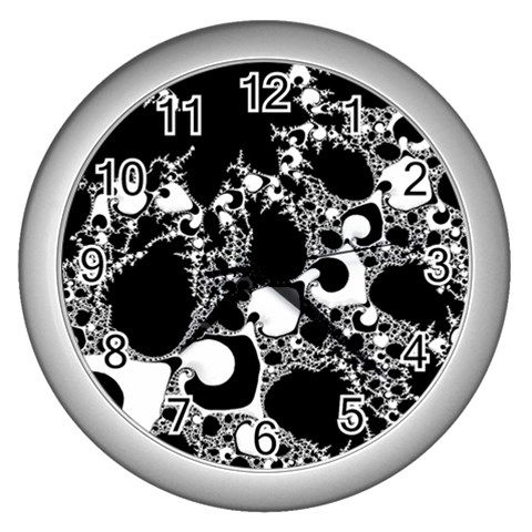 Special Fractal 04 B&w Wall Clock (Silver) from ArtsNow.com Front