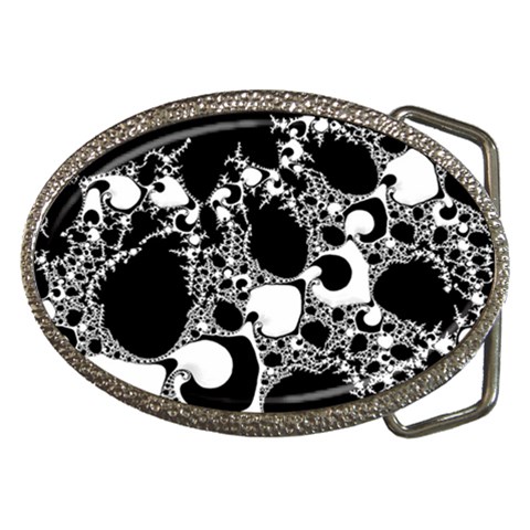 Special Fractal 04 B&w Belt Buckle (Oval) from ArtsNow.com Front