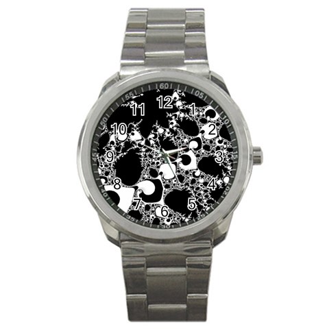 Special Fractal 04 B&w Sport Metal Watch from ArtsNow.com Front