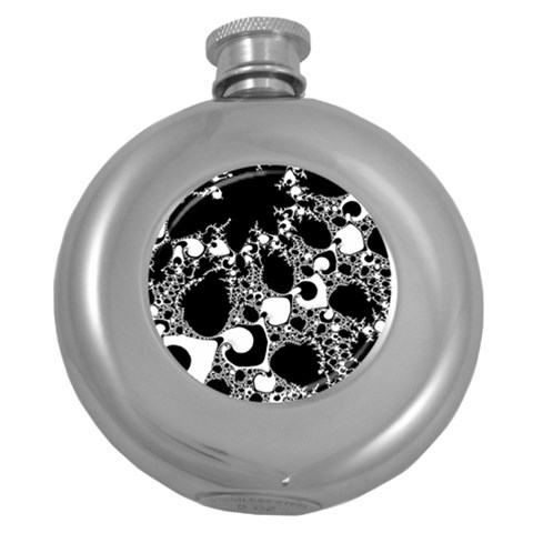 Special Fractal 04 B&w Hip Flask (Round) from ArtsNow.com Front