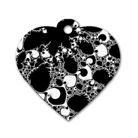 Special Fractal 04 B&w Dog Tag Heart (One Sided)  from ArtsNow.com Front