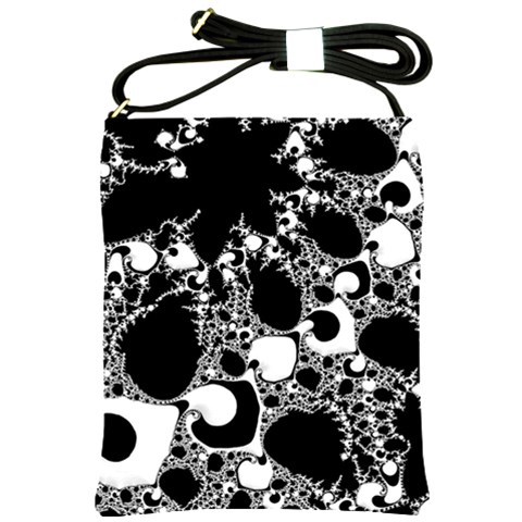 Special Fractal 04 B&w Shoulder Sling Bag from ArtsNow.com Front