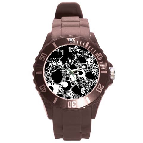 Special Fractal 04 B&w Plastic Sport Watch (Large) from ArtsNow.com Front