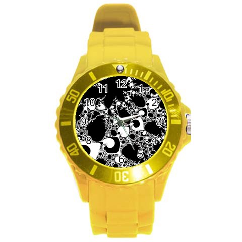 Special Fractal 04 B&w Plastic Sport Watch (Large) from ArtsNow.com Front