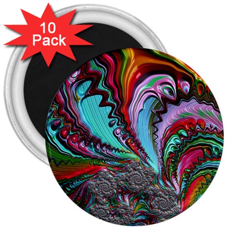 Special Fractal 02 Red 3  Button Magnet (10 pack) from ArtsNow.com Front