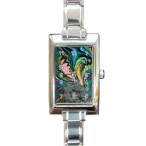 Special Fractal 02 Purple Rectangular Italian Charm Watch from ArtsNow.com Front