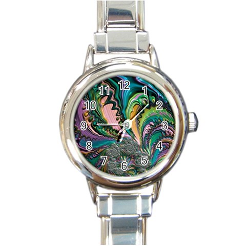 Special Fractal 02 Purple Round Italian Charm Watch from ArtsNow.com Front