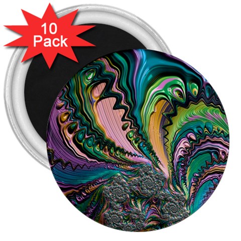 Special Fractal 02 Purple 3  Button Magnet (10 pack) from ArtsNow.com Front