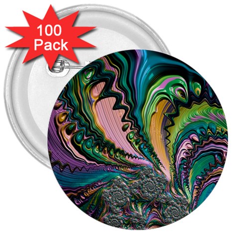 Special Fractal 02 Purple 3  Button (100 pack) from ArtsNow.com Front