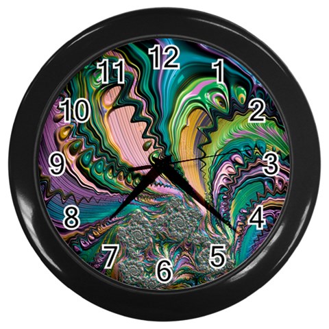 Special Fractal 02 Purple Wall Clock (Black) from ArtsNow.com Front