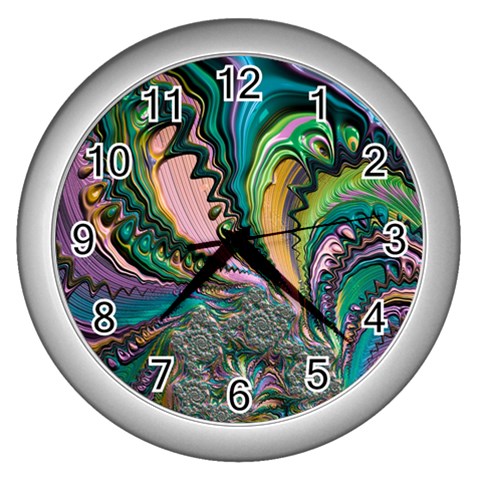 Special Fractal 02 Purple Wall Clock (Silver) from ArtsNow.com Front