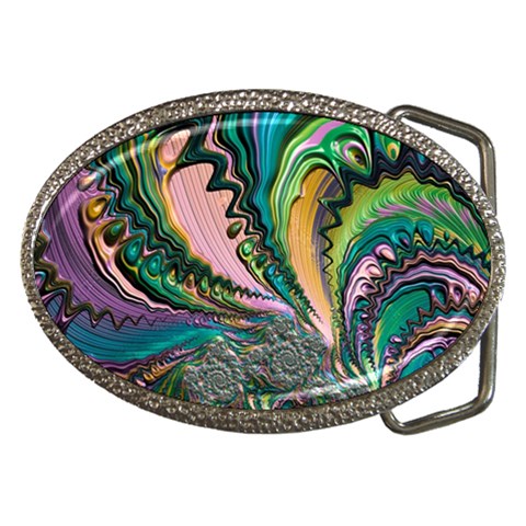 Special Fractal 02 Purple Belt Buckle (Oval) from ArtsNow.com Front