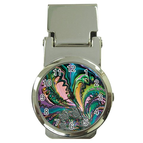 Special Fractal 02 Purple Money Clip with Watch from ArtsNow.com Front