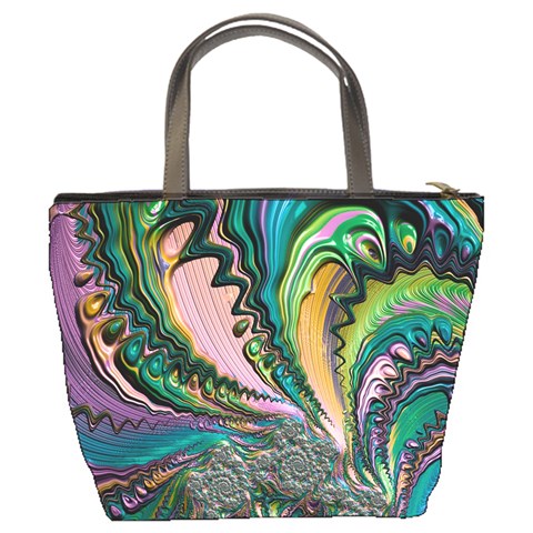 Special Fractal 02 Purple Bucket Handbag from ArtsNow.com Back