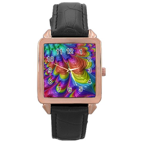 Radiant Sunday Neon Rose Gold Leather Watch  from ArtsNow.com Front