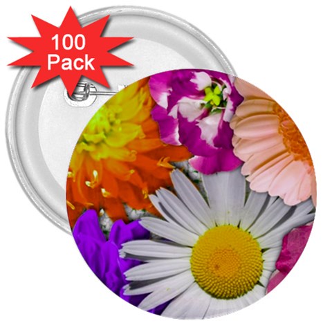 Lovely Flowers,purple 3  Button (100 pack) from ArtsNow.com Front