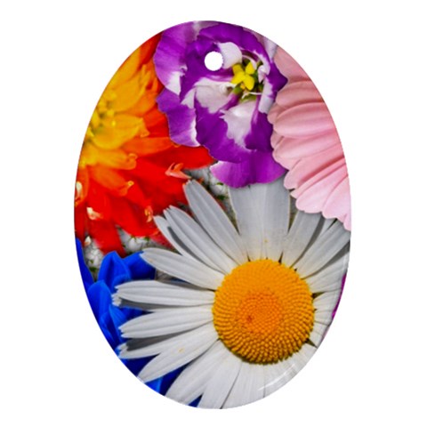 Lovely Flowers, Blue Oval Ornament from ArtsNow.com Front