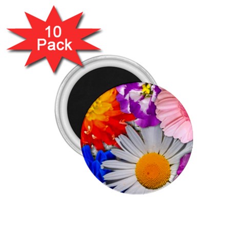 Lovely Flowers, Blue 1.75  Button Magnet (10 pack) from ArtsNow.com Front