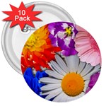 Lovely Flowers, Blue 3  Button (10 pack)