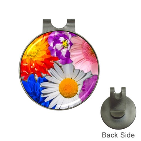 Lovely Flowers, Blue Hat Clip with Golf Ball Marker from ArtsNow.com Front