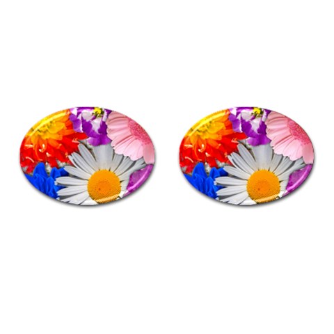 Lovely Flowers, Blue Cufflinks (Oval) from ArtsNow.com Front(Pair)