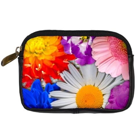 Lovely Flowers, Blue Digital Camera Leather Case from ArtsNow.com Front