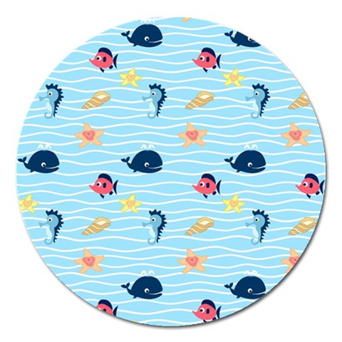 Fun Fish of the Ocean Magnet 5  (Round) from ArtsNow.com Front