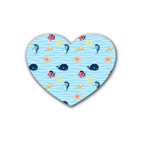 Fun Fish of the Ocean Drink Coasters (Heart) from ArtsNow.com Front