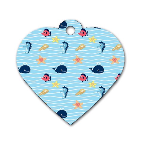 Fun Fish of the Ocean Dog Tag Heart (One Sided)  from ArtsNow.com Front