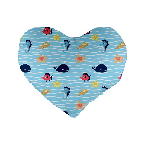 Fun Fish of the Ocean 16  Premium Heart Shape Cushion  from ArtsNow.com Front